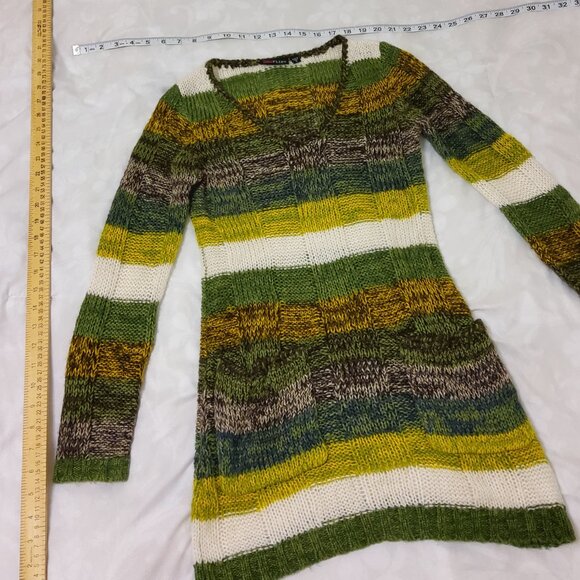 Ultra Flirt Y2K fairy grunge cozy knit crochet sweater mini dress with pockets - Picture 5 of 9